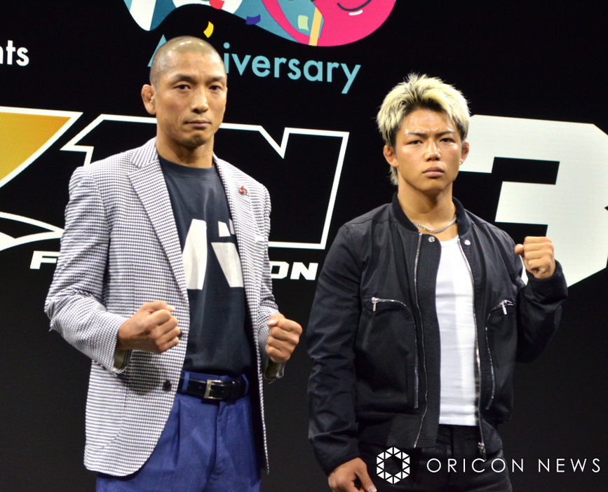 『Yogibo presents RIZIN.47』『Yogibo presents 超RIZIN.3』追加対戦カード発表会見に出席した（左から）所英男、ヒロヤ （C）ORICON NewS inc.