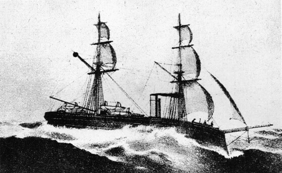 「書契問題」がこじれたことで、日本は1875年9月に軍艦「雲揚号」を江華島近海に向かわせ、軍事的に威嚇し朝鮮を挑発した。この船は長州藩が英国から購入して1871年に納品された245トンの木造蒸気船だった=ハンギョレ資料写真