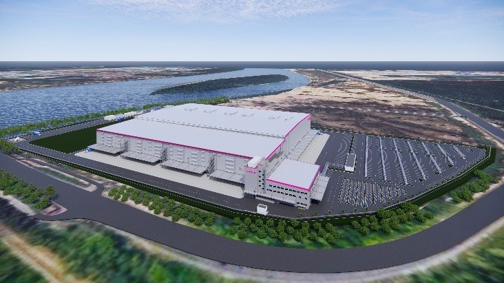 約12万平方メートルの大型自動倉庫を建てる（完成イメージ）