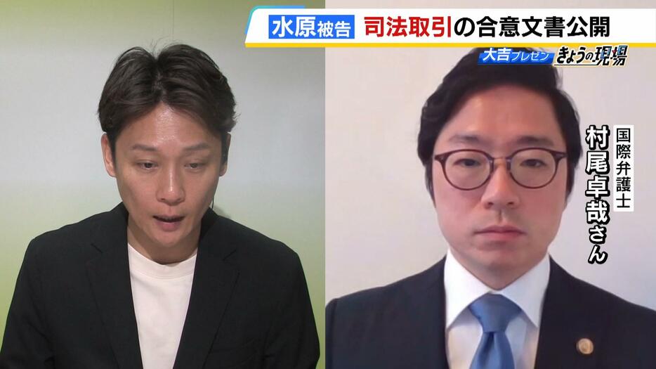 国際弁護士・村尾卓哉さん（右）、大吉洋平MBSアナウンサー（左）