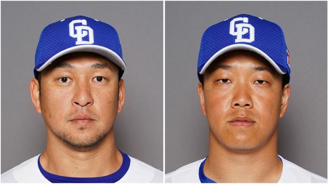 左から中日・中島宏之選手、柳裕也投手