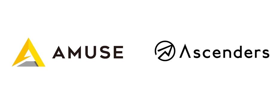 アミューズ（左）とAscendersの企業ロゴ