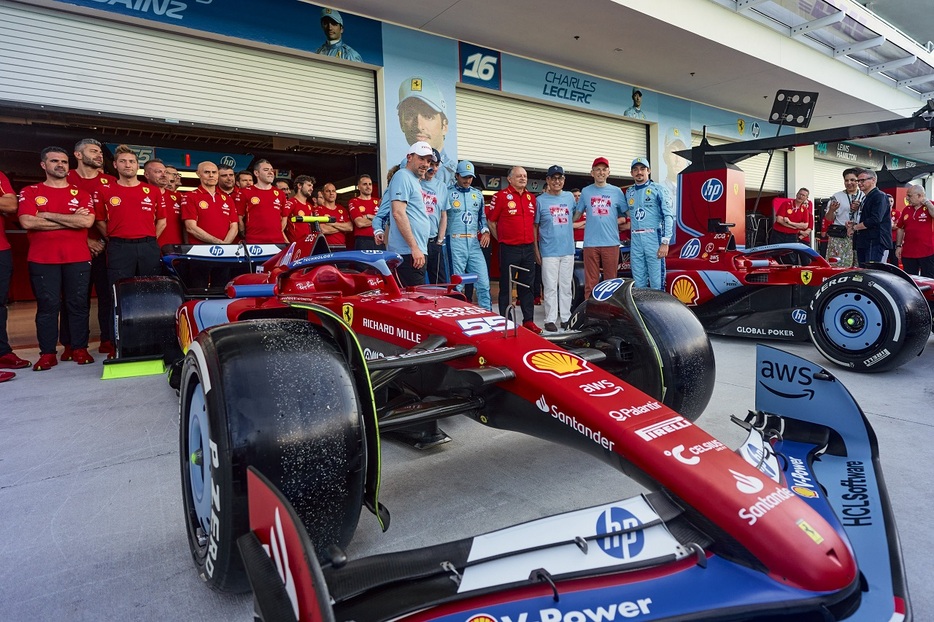 2024年F1第6戦F1マイアミGP　フェラーリがマイアミスペシャルカラーのSF-24を披露