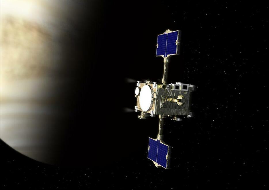 金星周回軌道投入に再挑戦する金星探査機「あかつき」の想像図