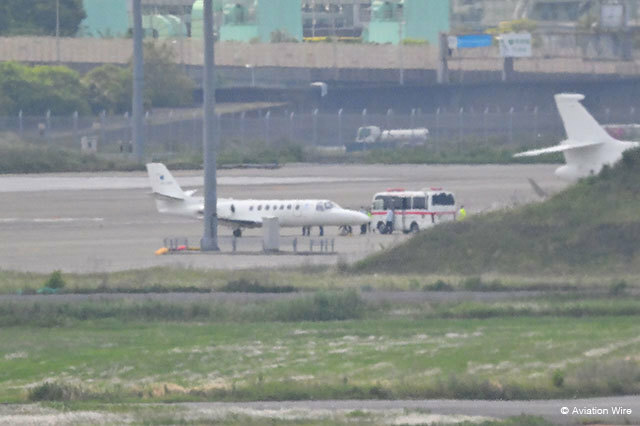羽田空港に到着したドクタージェット（1500mmで撮影）＝24年5月22日 PHOTO: Tadayuki YOSHIKAWA/Aviation Wire