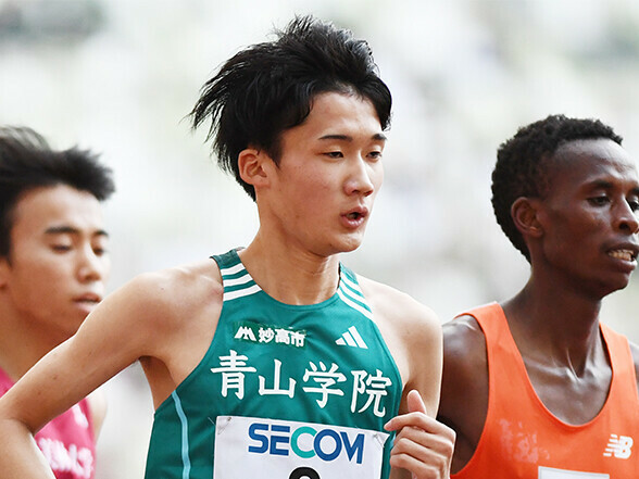 関東インカレ5000m予選に出場した折田壮太（中）Photo by Itaru Chiba/AFLO