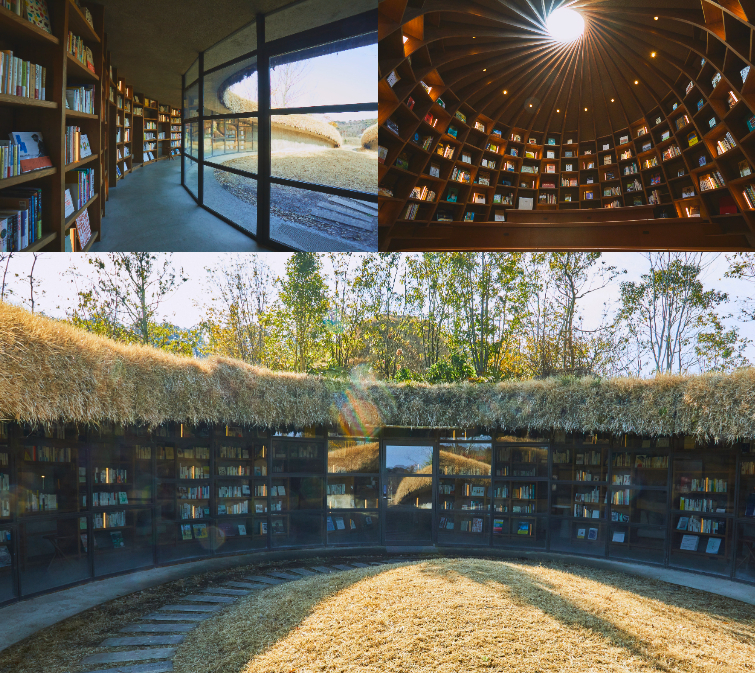 土の下にひっそりと隠されたように建てられた図書館。