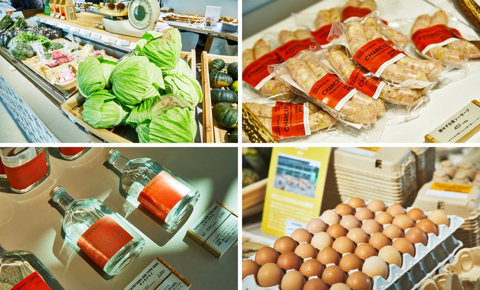 マーケットに並ぶ季節の野菜や、平飼い卵、ジビエのハムやソーセージはお土産にもピッタリ。