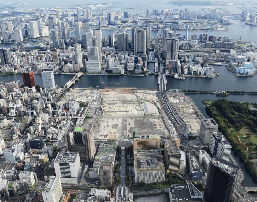 旧築地市場跡地＝2023年10月、東京都中央区