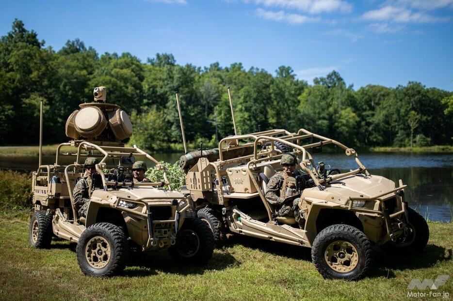 海兵隊の防空大隊に配備が進む「L-MADIS（軽-防空統合システム）」。２両がペアで運用され、ハード・キルとソフト・キルの機能を分担している。車両に可視光/赤外線センサーやレーダーを搭載し、ひとつのシステムとして構築されている。U.S. M...