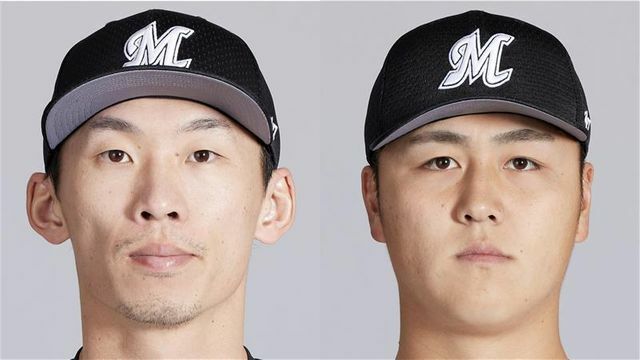 千葉ロッテマリーンズの高部瑛斗選手(左)と山口航輝選手(右)