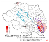 外国人比率の分布（2014年）