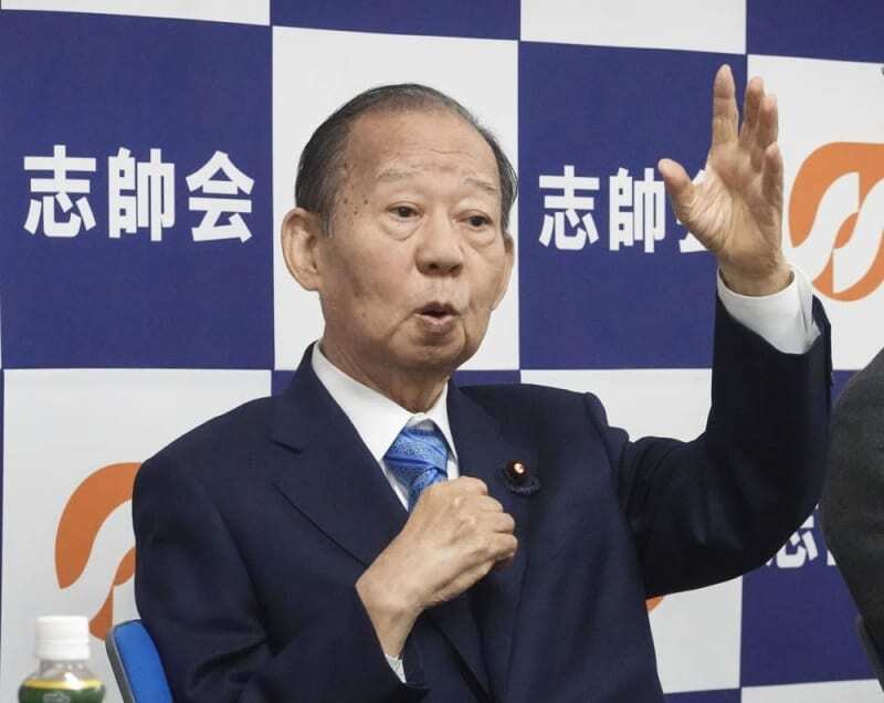 自民党二階派の総会後、記者会見する派閥会長の二階元幹事長＝２０２４年１月１９日、東京都千代田区