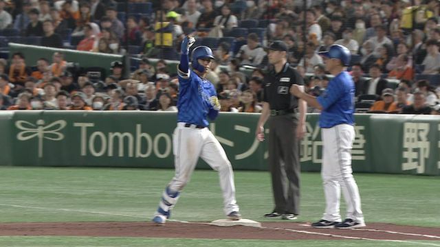 プロ初タイムリーを放ったDeNA・度会隆輝選手(画像:日テレジータス)