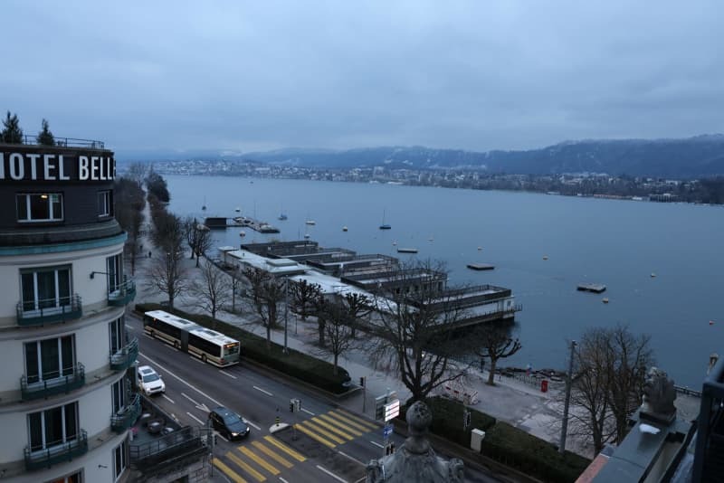 スイス・チューリヒの湖畔の眺め＝２月２４日（共同）