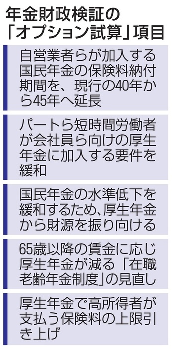 年金財政検証の「オプション試算」項目