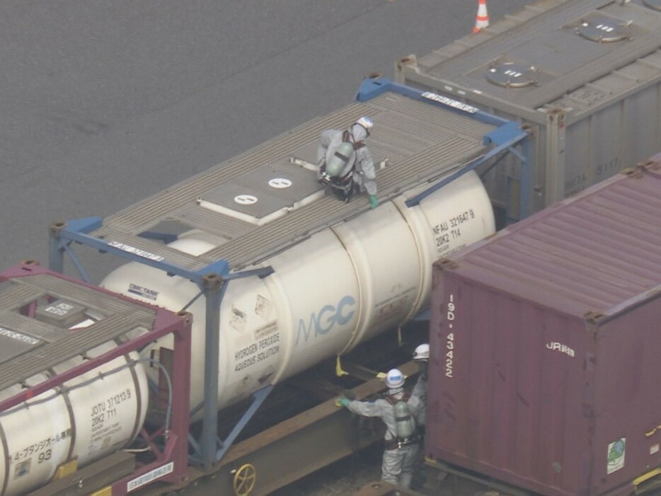 液体が漏れ出した現場 名古屋市中川区の名古屋貨物ターミナル駅