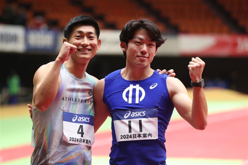 24年日本選手権室内男子60m同タイム優勝の岡崎と木梨