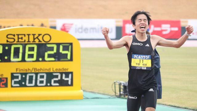 別大マラソン日本勢トップの下田裕太選手（写真：時事）