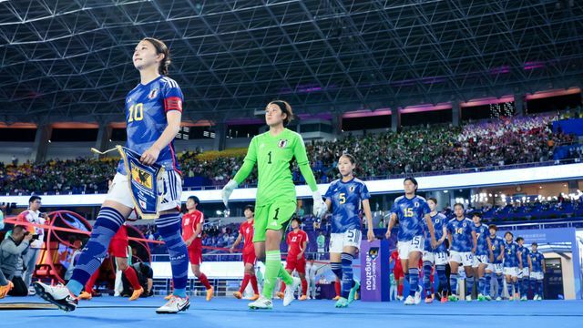 去年の中国杭州アジア競技大会決勝で北朝鮮を下した(写真:アフロスポーツ)