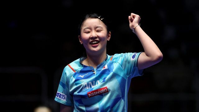 第1試合で大逆転勝利した張本美和選手(写真：ロイター/アフロ)