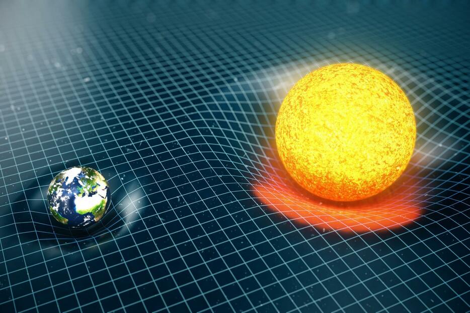 [図]空間のひずみのイメージ。膜に物体を置くようなイメージだと想像しやすい。質量の大きい天体は、空間のひずみが大きくなる（Credit: Rostislav Zatonskiy）