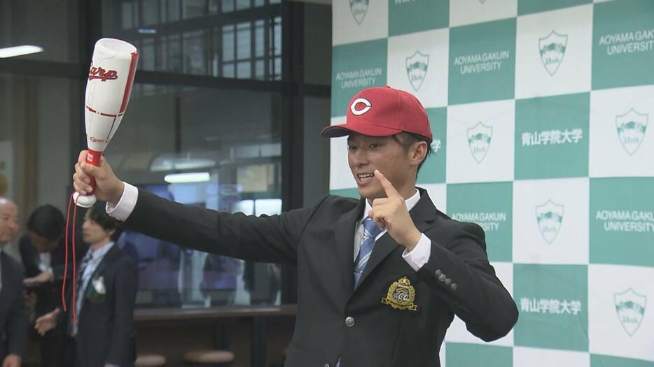 プロ野球ドラフト会議　カープは青山学院大 佐々木泰選手の交渉権獲得