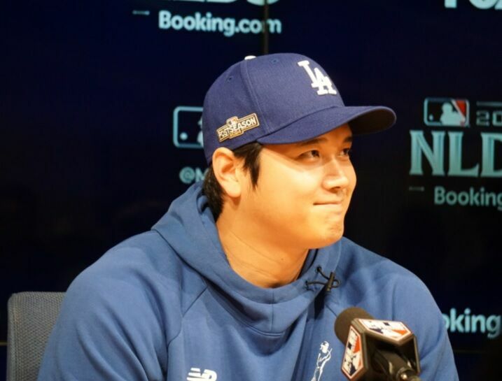 会見に臨んだドジャース・大谷翔平投手（カメラ・安藤宏太）