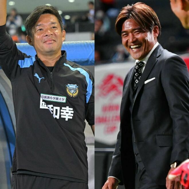 大久保氏（右）が鬼木監督（左）の魅力を語った。(C)SOCCER DIGEST