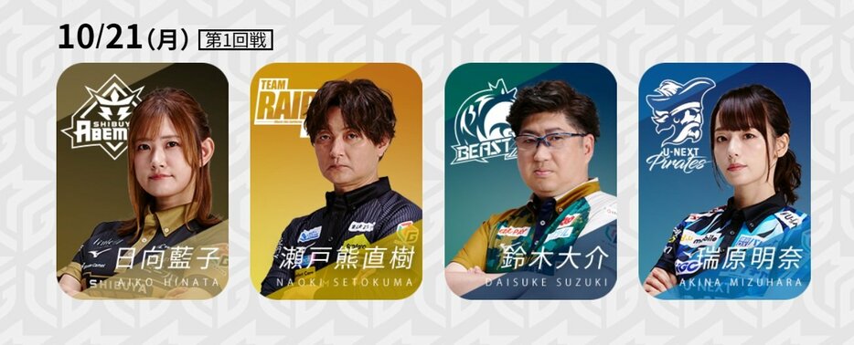 10月21日第1試合の出場選手