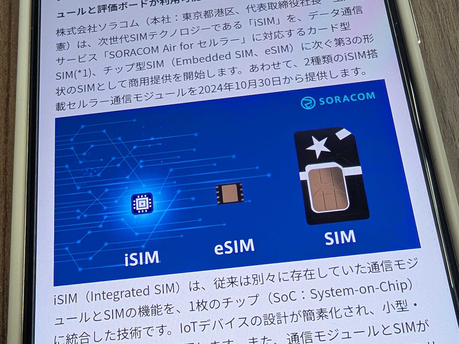 ソラコム、2種類の「iSIM」を商用化--SIMの第3形状、「eSIMの次」の画像