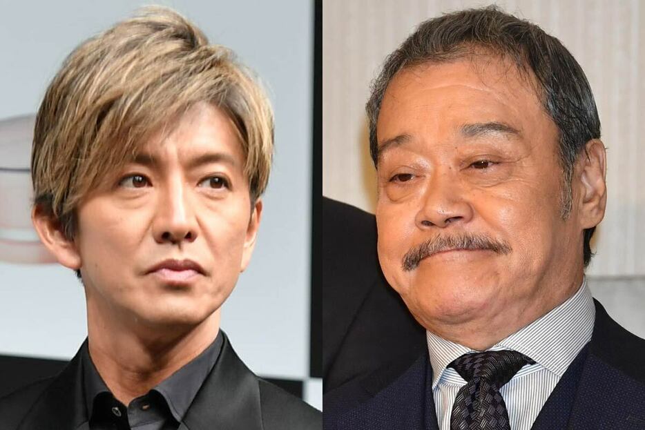 木村拓哉（左）と西田敏行さん