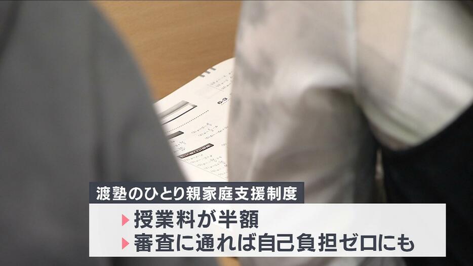 渡塾ではひとり親家庭の場合授業料が半額に