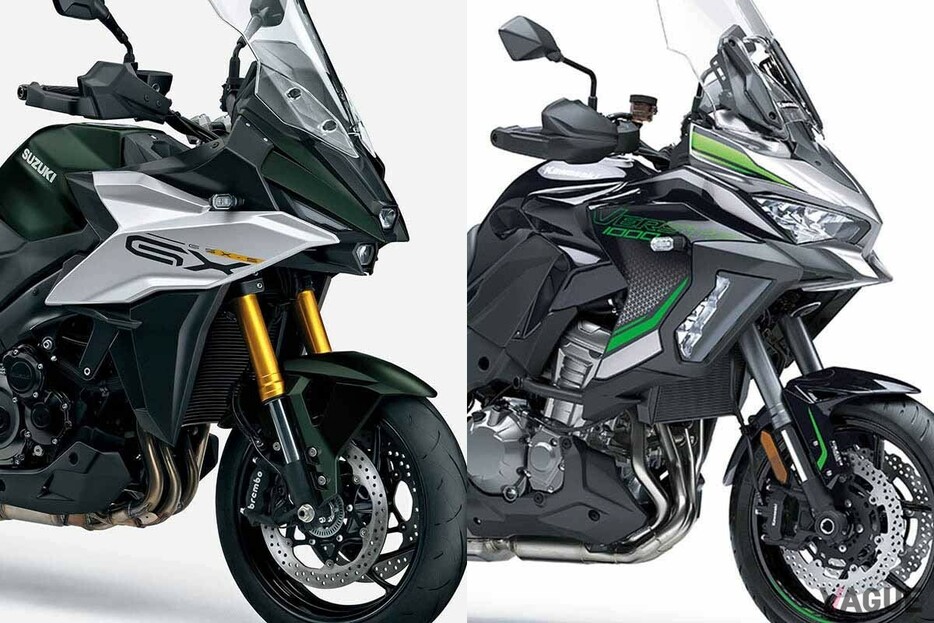 スズキ「GSX-S1000GX」（右）とカワサキ「ヴェルシス1000」（左）