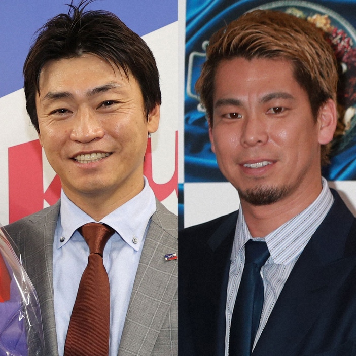 ヤクルトの青木宣親（左）とタイガースの前田健太