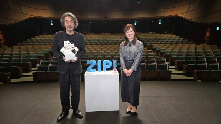 「ZIP!『MITO_Meets』」より役所広司（左）と水卜麻美（右）