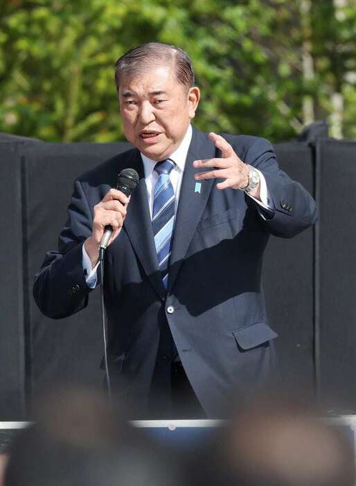 和歌山県海南市で、自民党候補の応援演説をする石破茂首相（自民総裁）＝20日午前（彦野公太朗撮影）