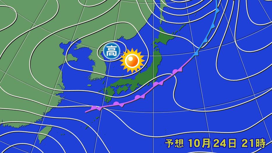 24日(木)夜9時予想天気図