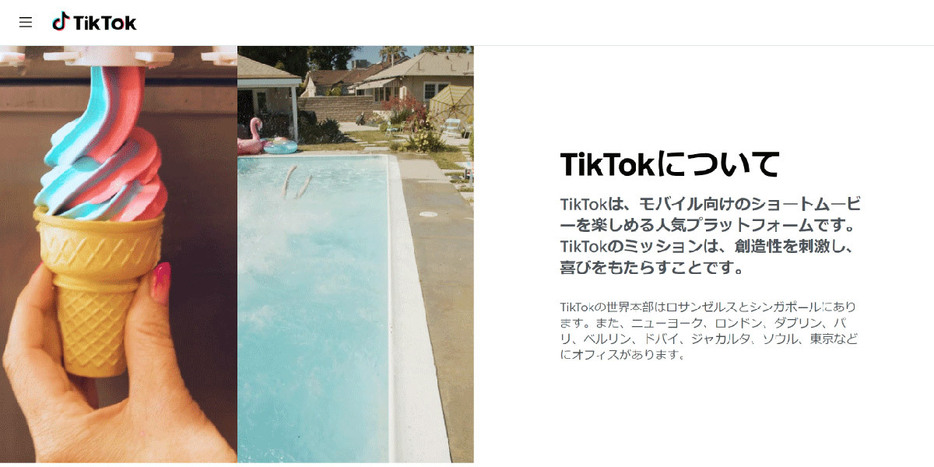 （画像は「TikTok」公式サイトより引用）