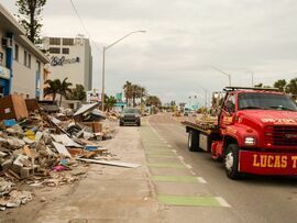 Piles of debris from Hurricane Helene in Treasure Island, Florida, on Oct. 7.