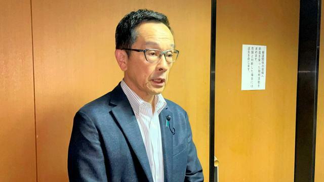 取材に応じる兵庫県議会自民会派の北野実幹事長=2024年10月4日午後1時34分、兵庫県議会、島脇健史撮影