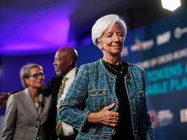 ＩＭＦ・世界銀行年次総会に出席したラガルドＥＣＢ総裁（22日、ワシントン）