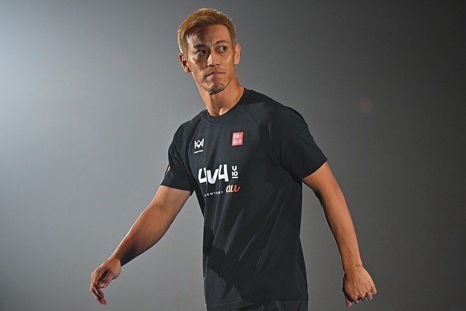 本田が自身10か国目となるブータンでのゴールを挙げた。写真：金子拓弥（サッカーダイジェスト写真部）