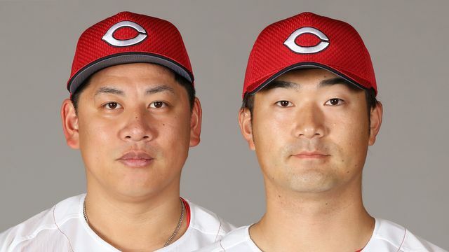 広島の戸根千明投手と岡田明丈投手