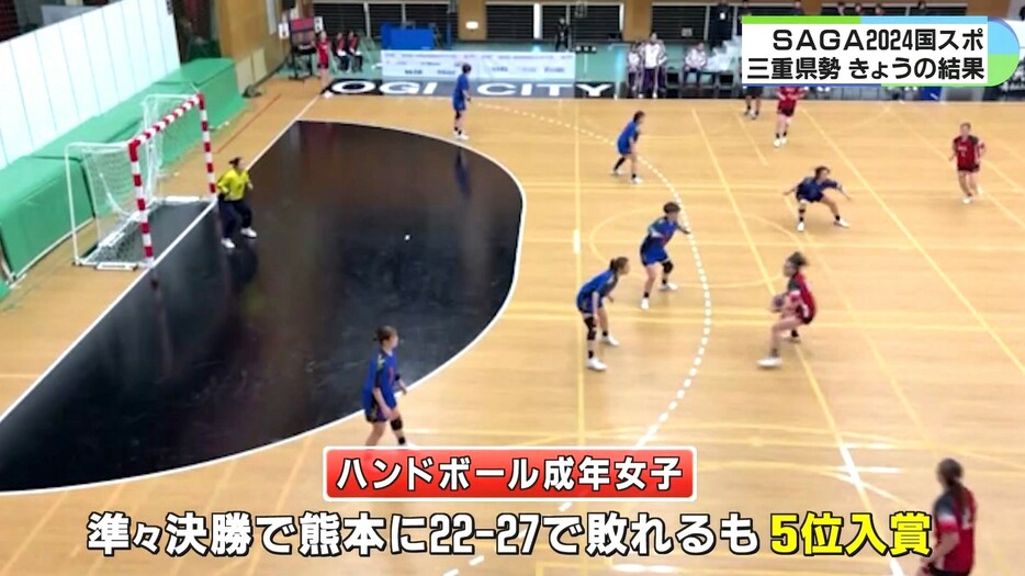 ハンドボール成年女子は準々決勝で熊本に敗北（三重テレビ放送）