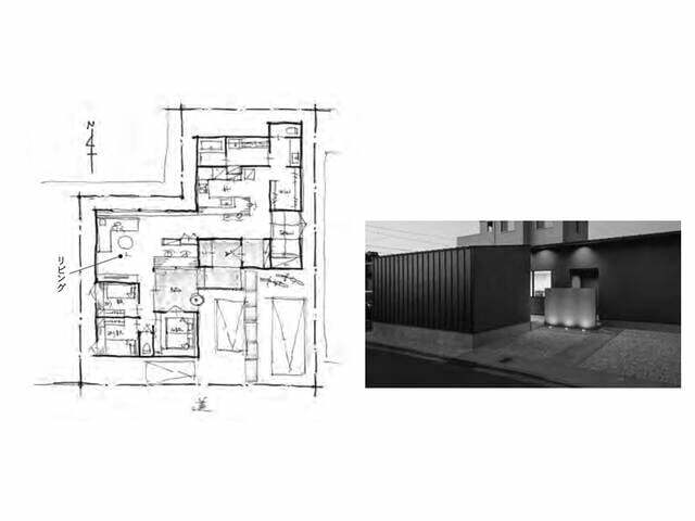 図1　プライバシーを確保するため、南側の道路に面した部分には一切窓を設けていない。