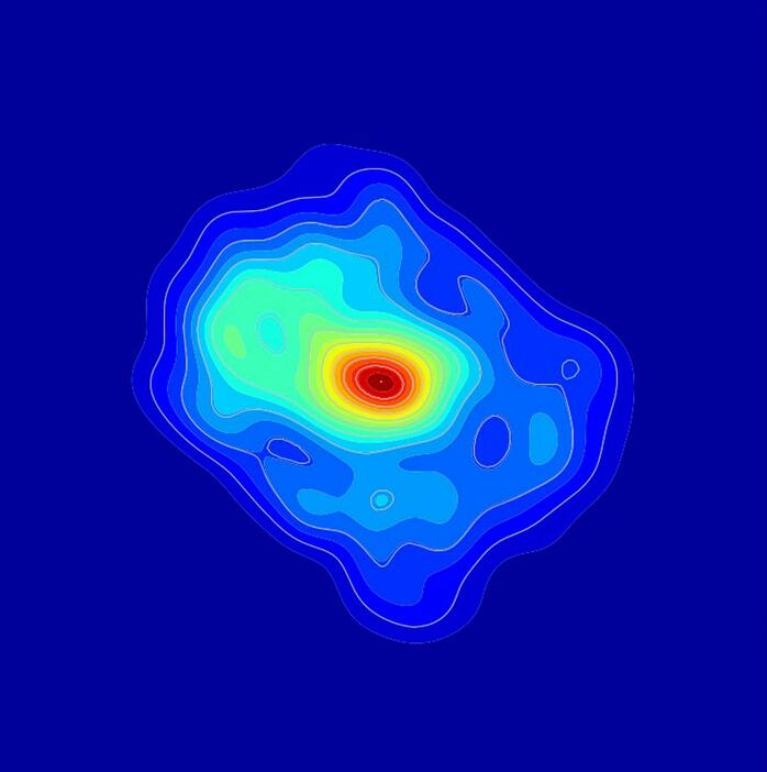 天の川銀河の中心にある巨大ブラックホールの観測データを再解析した画像（三好真助教提供）