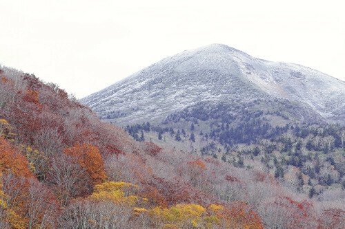 八甲田山系の頂上に積もる雪（酸ヶ湯温泉提供）