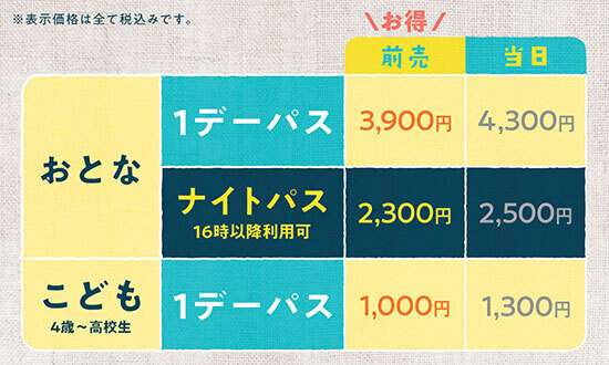 2024年11月1日以降の1デーパスの料金