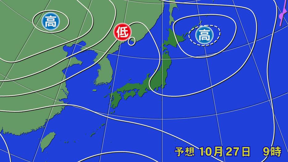 27日(日)朝の予想天気図